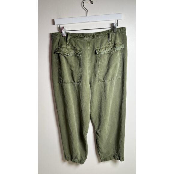Anthropologie Audra Linen Blend Green Cropped Cargo Utility Pants EUC Sz 31 - Picture 3 of 10